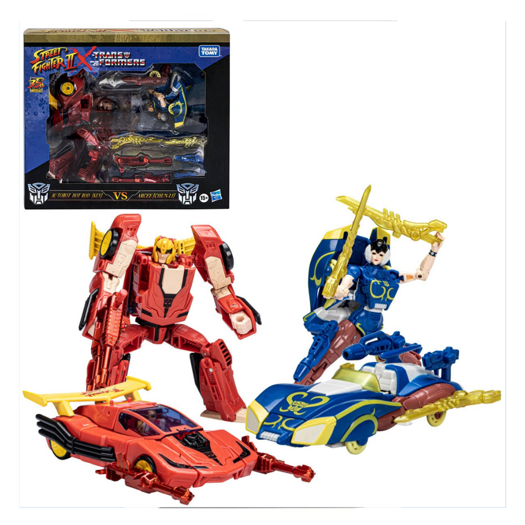 Transformers Collaborative: Street Fighter II Mash-Up, Autobot Hot Rod  [Ken] vs. Arcee [Chun-Li] - TCS ROCKETS
